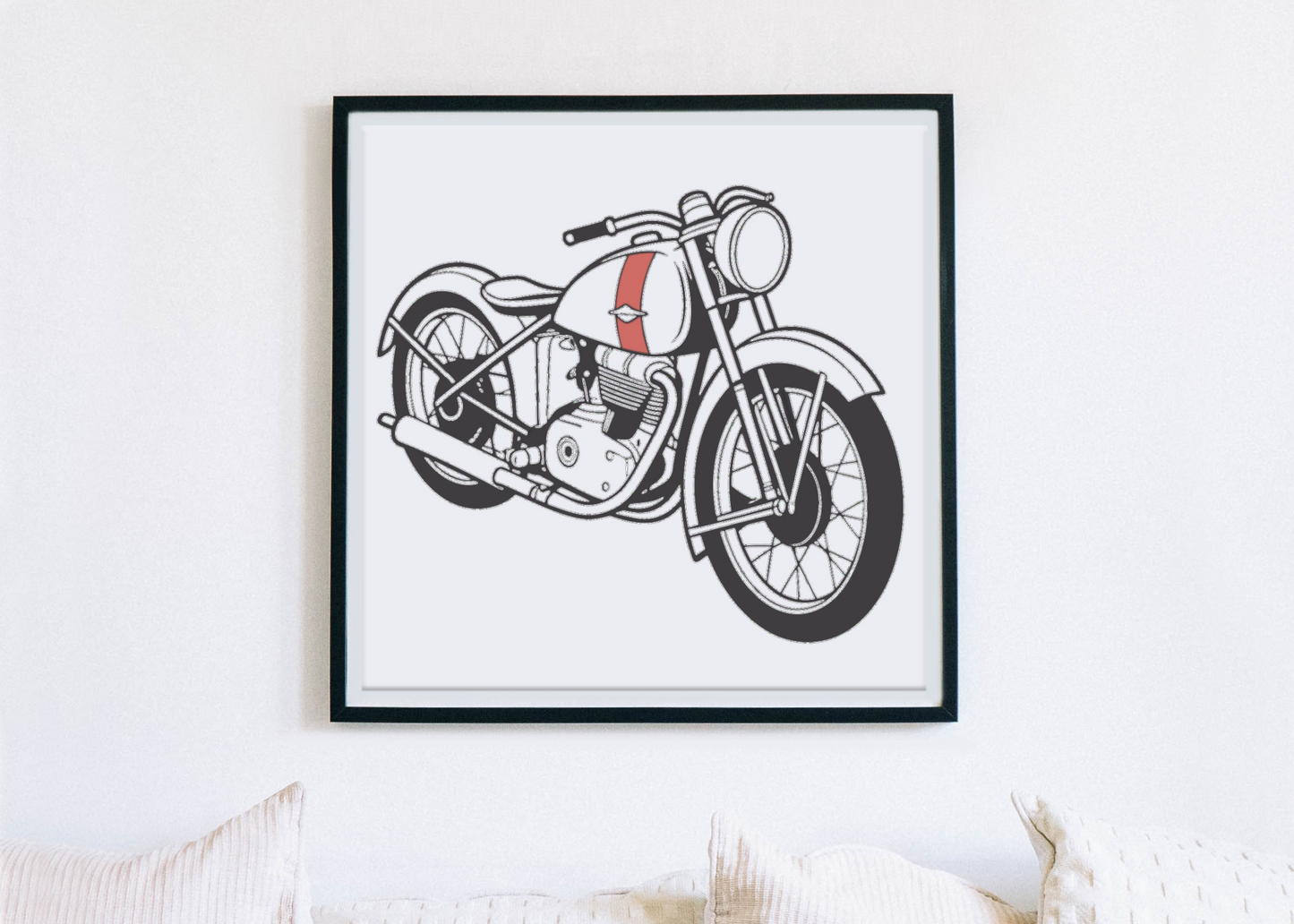 Cadre avec illustration Velocette KTT pour un intérieur rétro