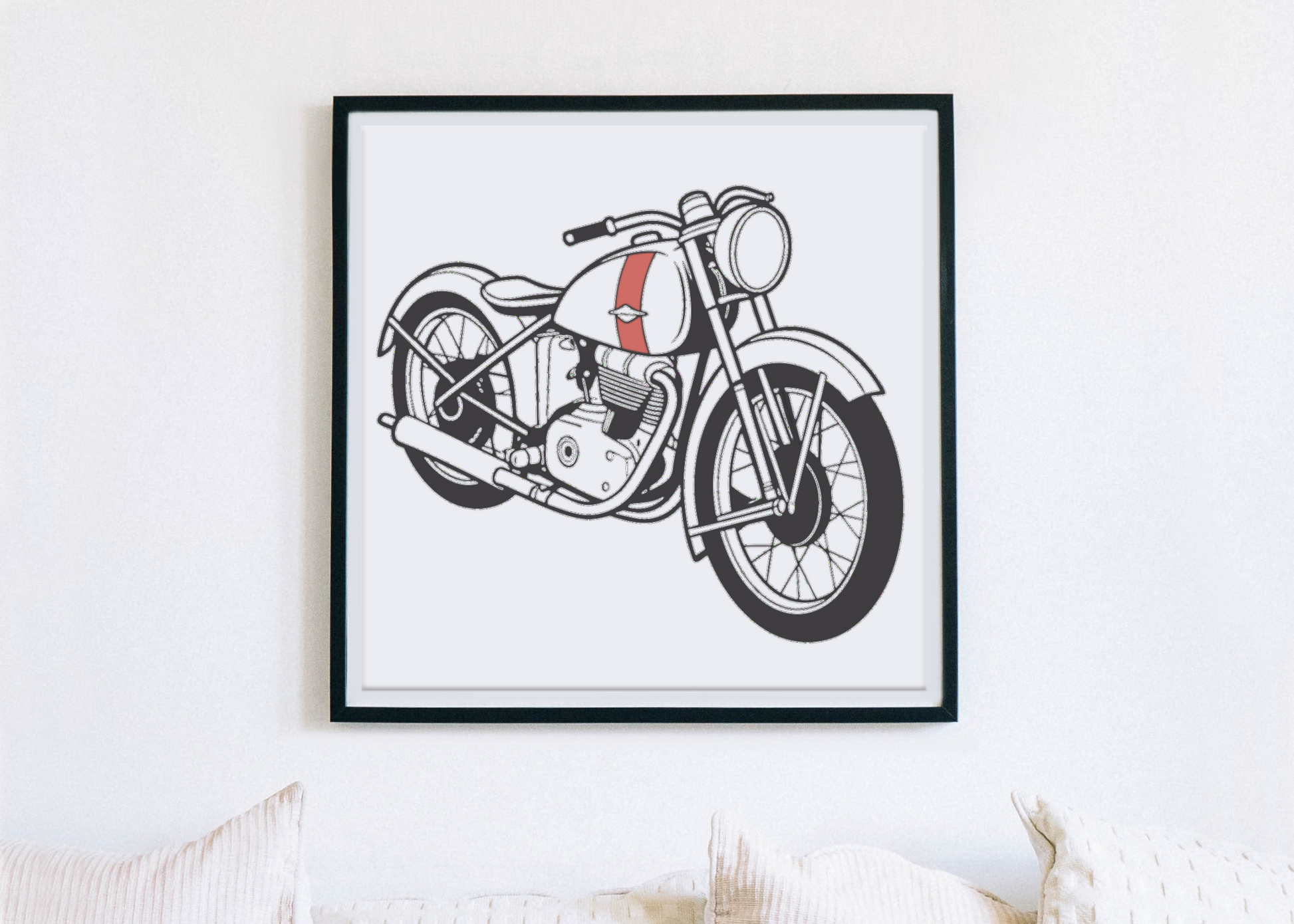 Cadre avec illustration Velocette KTT pour un intérieur rétro