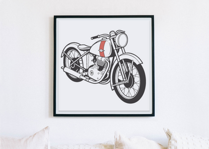 Cadre avec illustration Velocette KTT pour un intérieur rétro