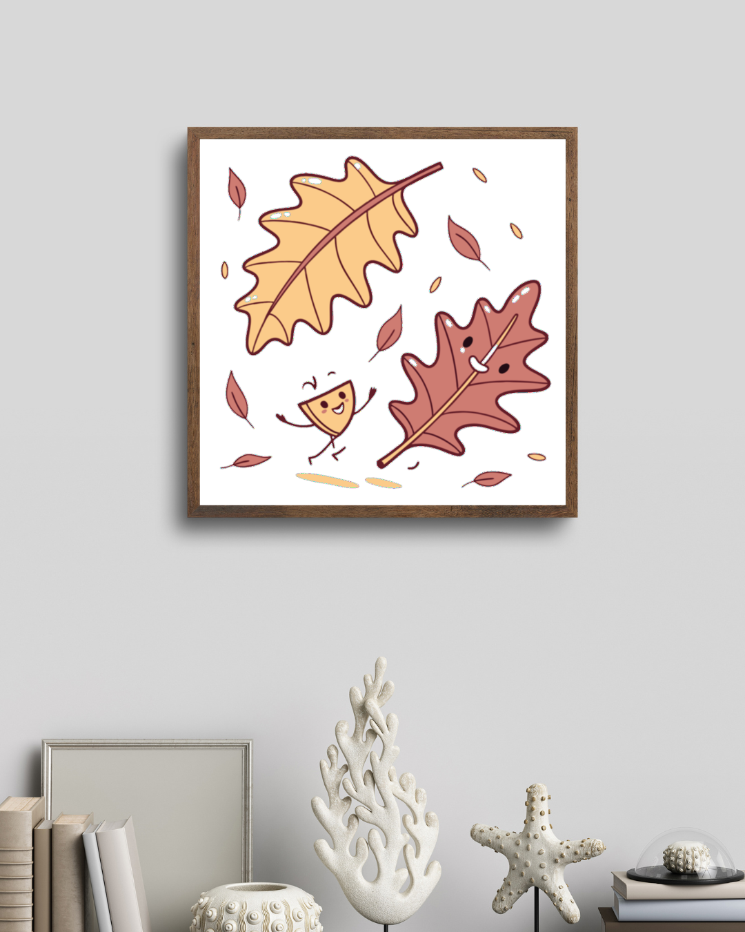 Cadre automnal avec doodle feuilles dansantes élégant et décoratif