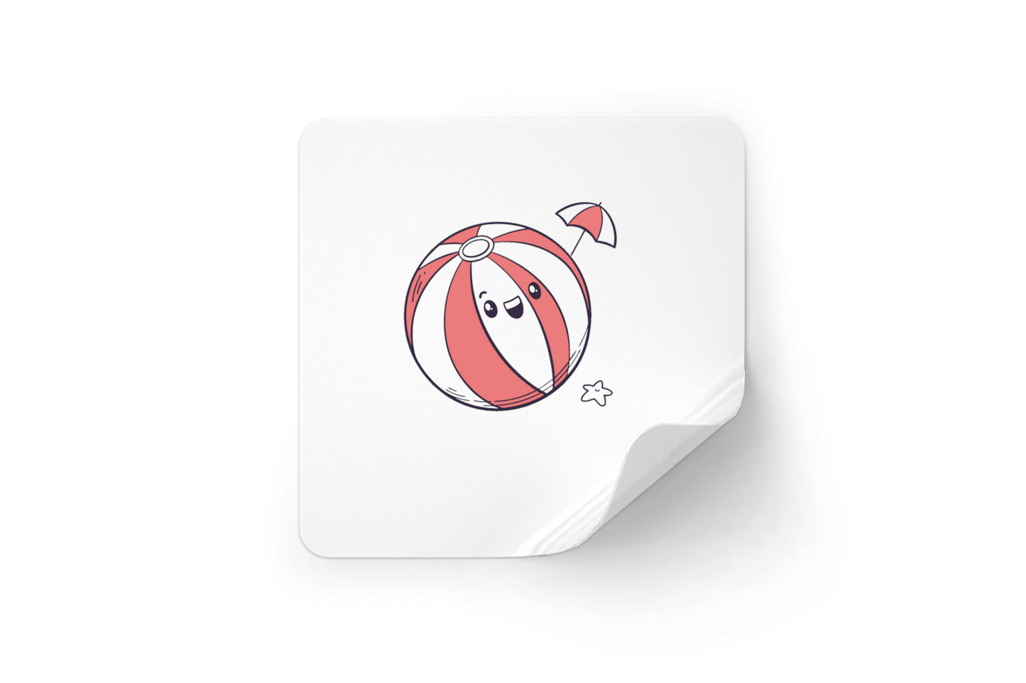 Sticker avec balle de plage joyeuse au design estival amusant