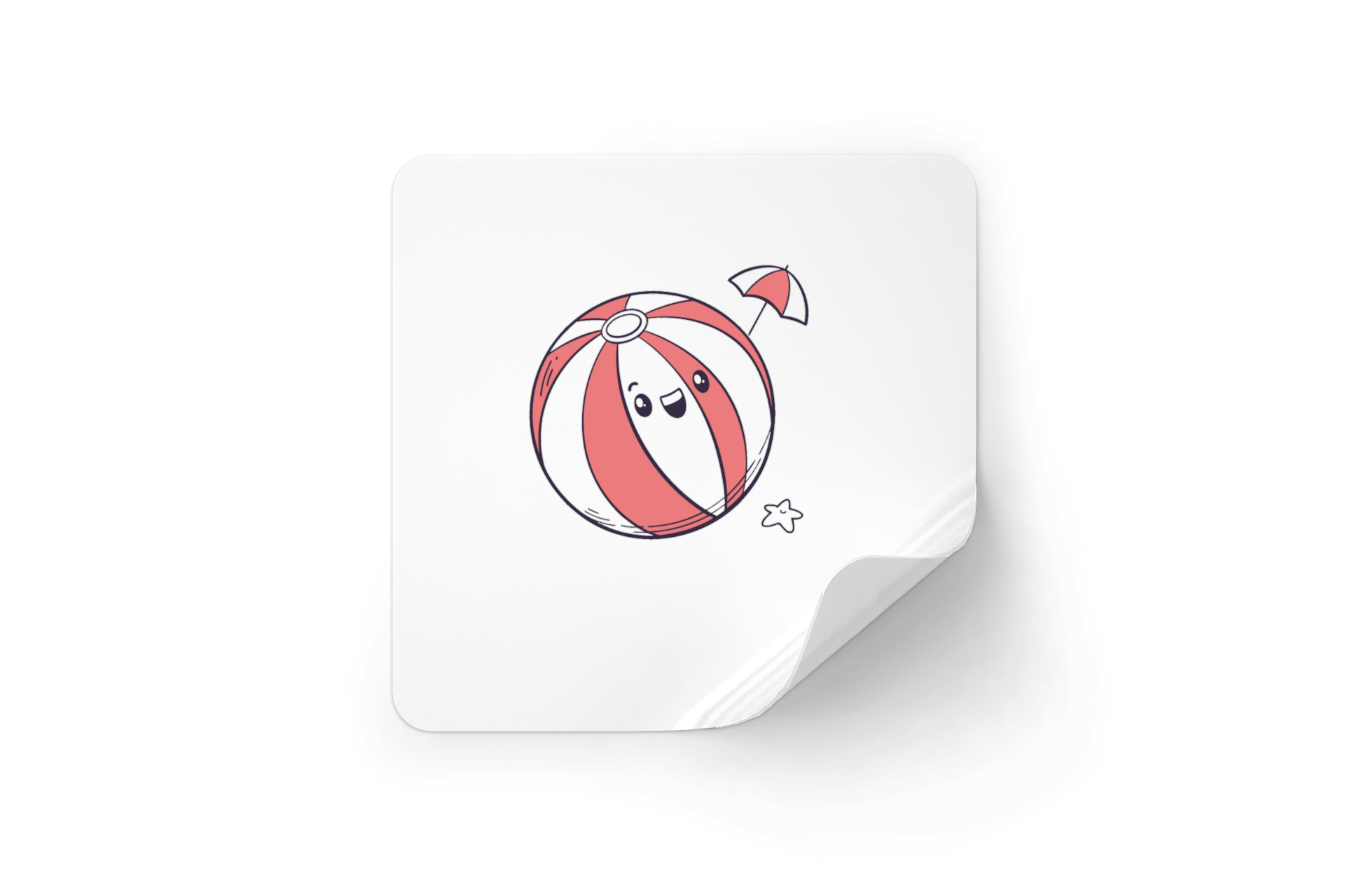 Sticker avec balle de plage joyeuse au design estival amusant