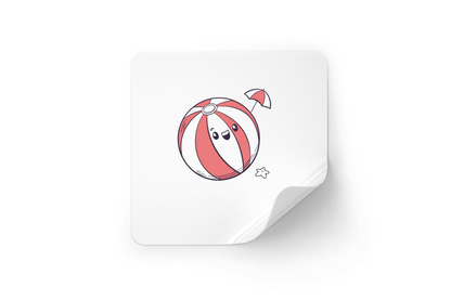 Sticker avec balle de plage joyeuse au design estival amusant