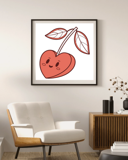 Cadre déco coeur kawaii, une touche vintage unique
