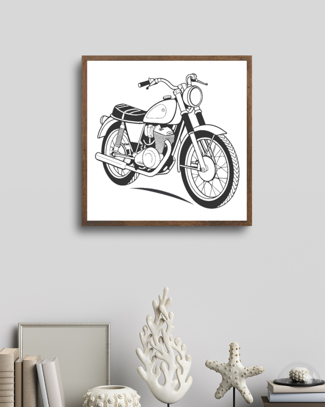 Cadre vintage avec moto Rickman Metisse
