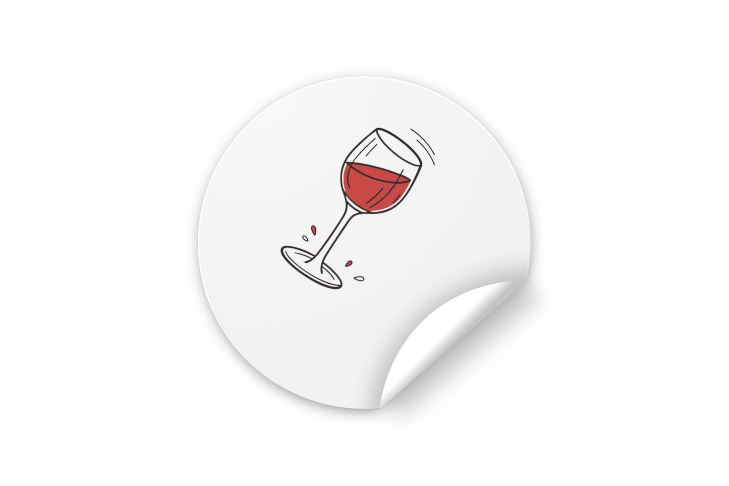 Sticker présentant un verre de vin rouge éclaboussant dans une ambiance festive