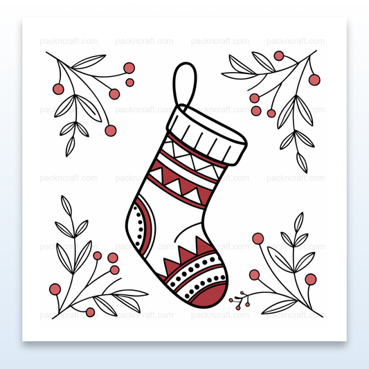 Illustration d'une chaussette de Noël festive en SVG, idéale pour la décoration saisonnière.