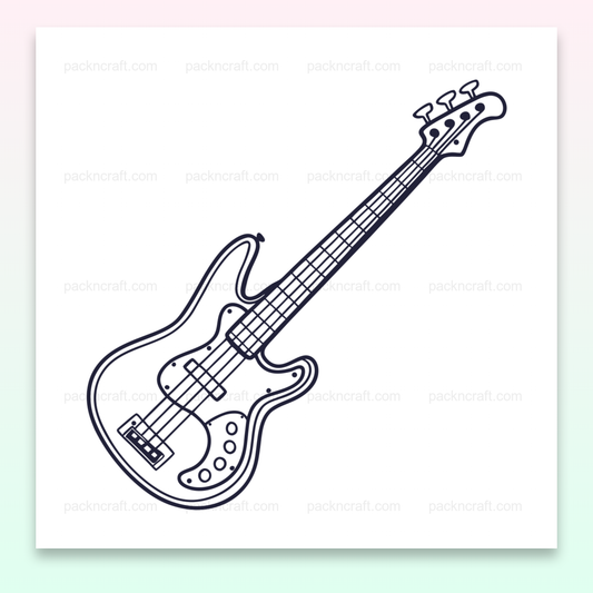 Illustration vectorielle de guitare basse vintage élégante en style doodle pour projets créatifs.