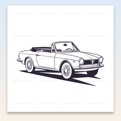 SVG voiture cabriolet vintage, design élégant en noir et blanc