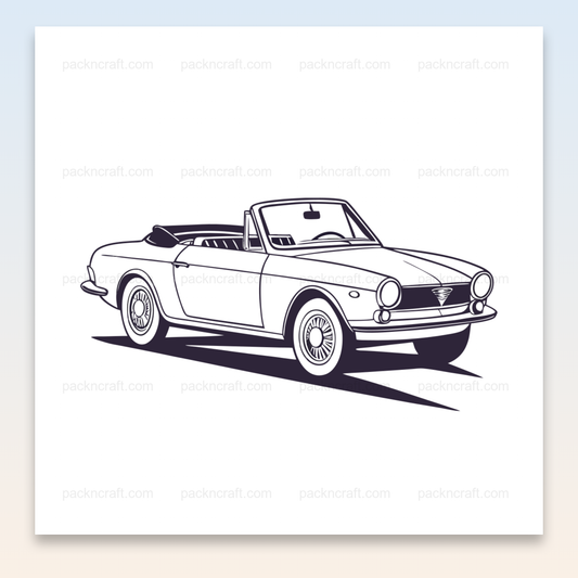 SVG voiture cabriolet vintage, design élégant en noir et blanc