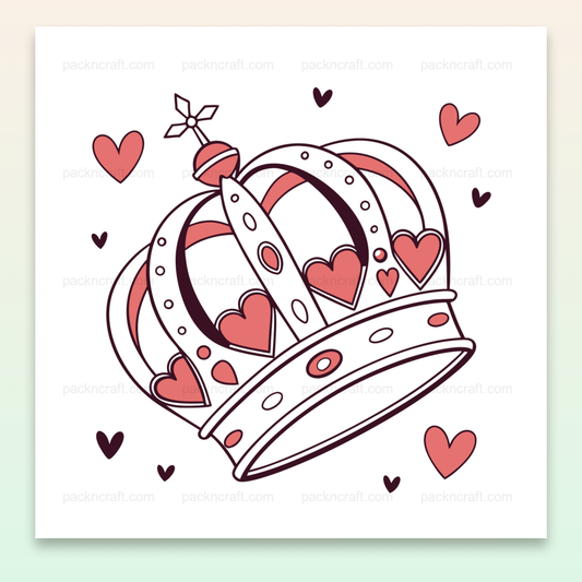 Illustration vintage de couronne avec motif de cœur pour stickers et déco