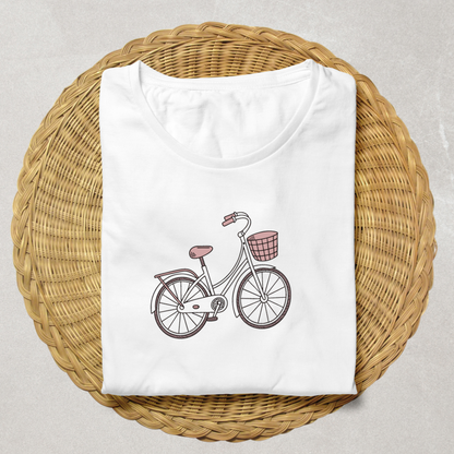 T-shirt avec motif vélo rétro doodle style vintage