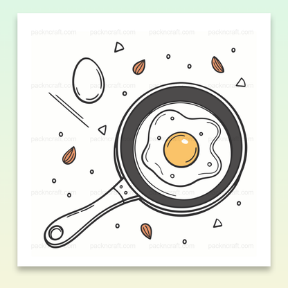 Dessin minimaliste d'un œuf au plat dans une poêle, pour usage cuisine et déco.