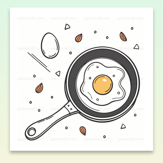 Dessin minimaliste d'un œuf au plat dans une poêle, pour usage cuisine et déco.