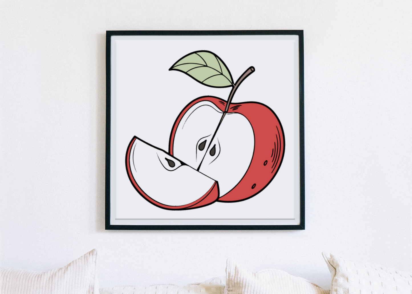 Cadre avec motif de pomme stylé doodle ambiance cuisine créative