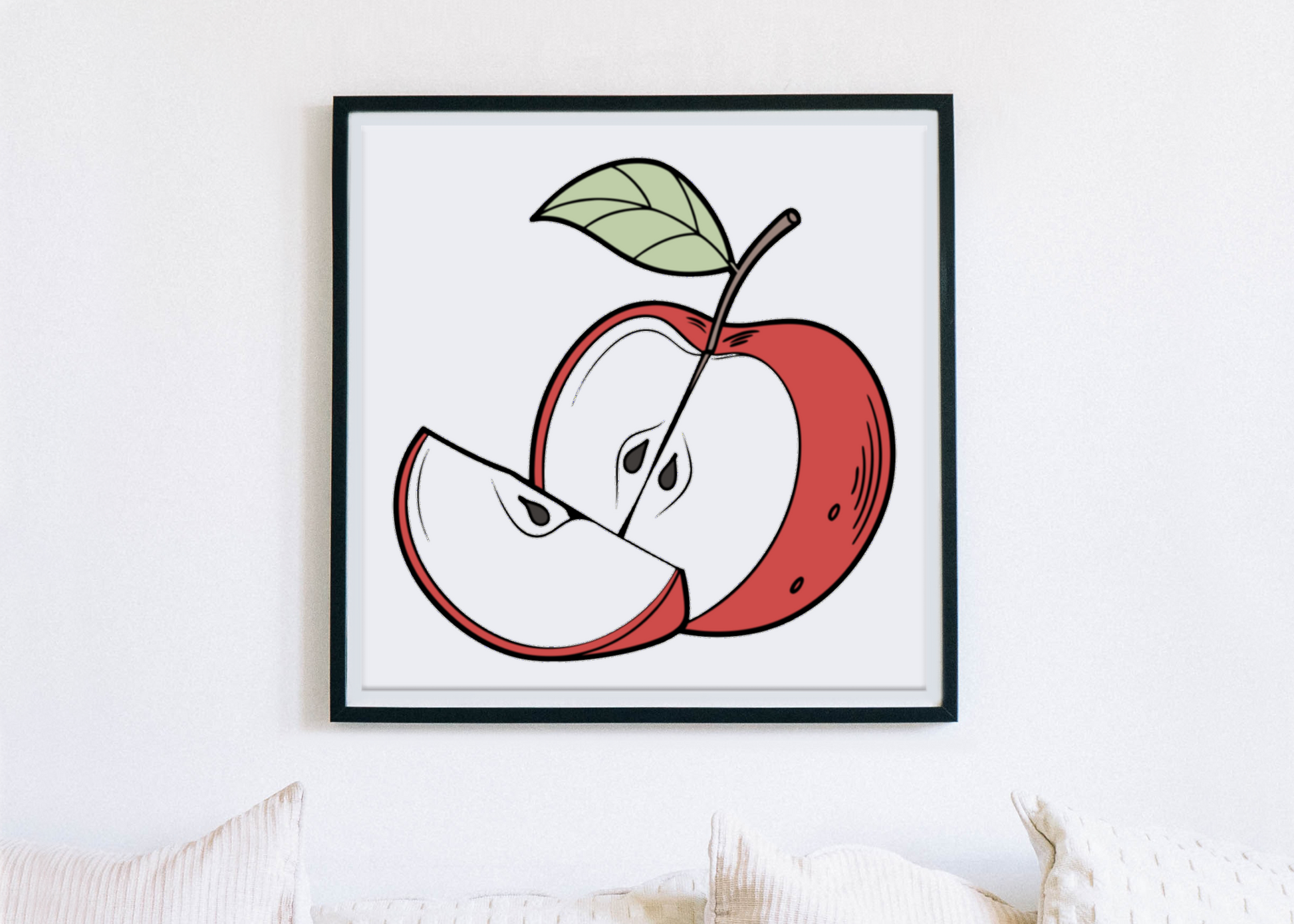 Cadre avec motif de pomme stylé doodle ambiance cuisine créative