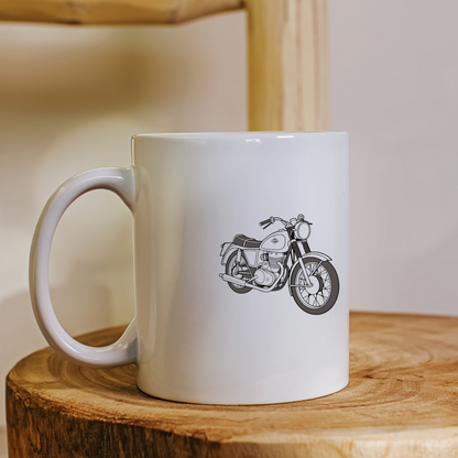 Mug design Royal Enfield Interceptor, art vectoriel années 60.