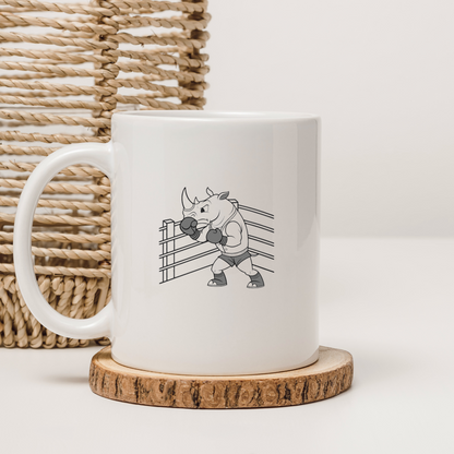 Mug avec design puissant de rhinocéros boxeur en pleine action