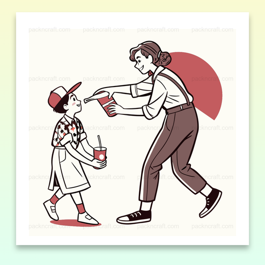 Illustration rétro de serveuse, ambiance vintage et nostalgique.