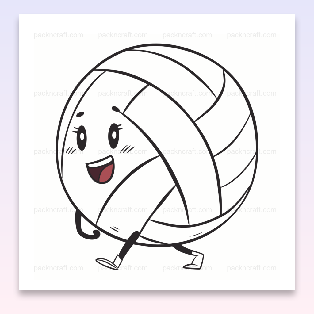 Illustration d'un ballon de volleyball souriant, usage sportif et décoratif