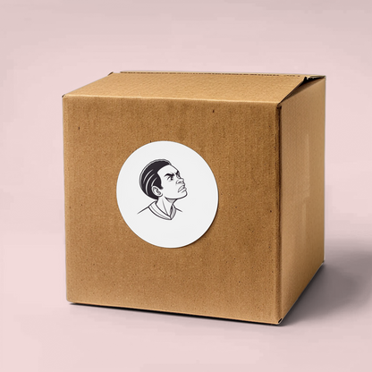 Sticker avec un visage déterminé au style dynamique et illustratif