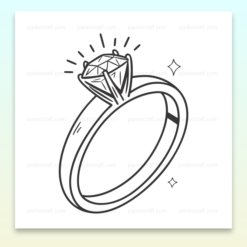 Illustration détaillée d'une bague de fiancée vintage en SVG pour projets DIY