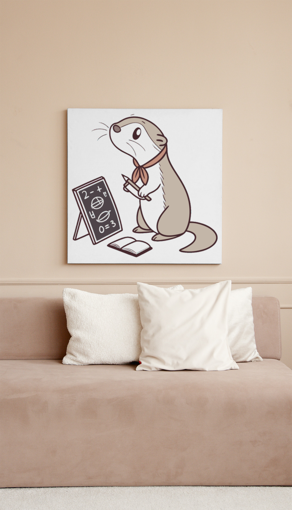 Cadre avec une loutre stylo en main style doodle pour une touche éducative amusante
