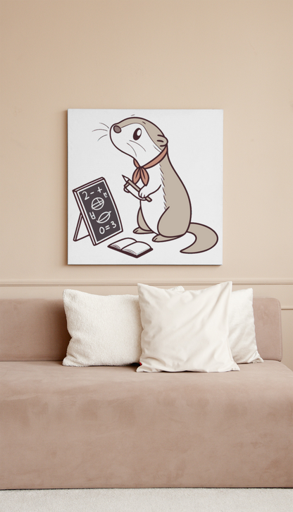 Cadre avec une loutre stylo en main style doodle pour une touche éducative amusante