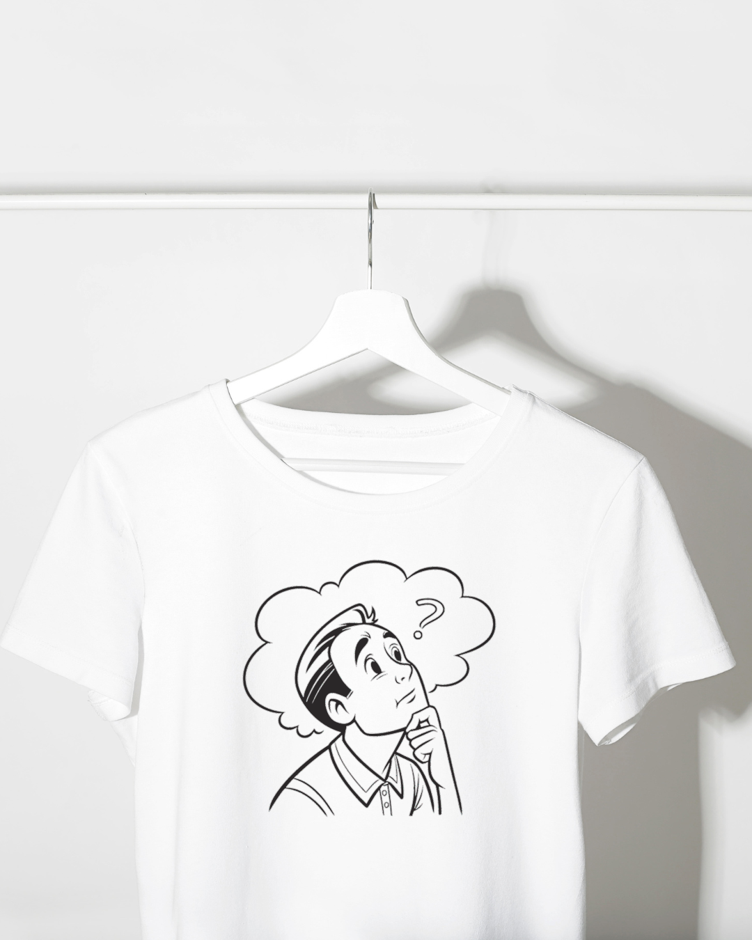 T-shirt avec illustration d'homme pensif minimaliste et moderne