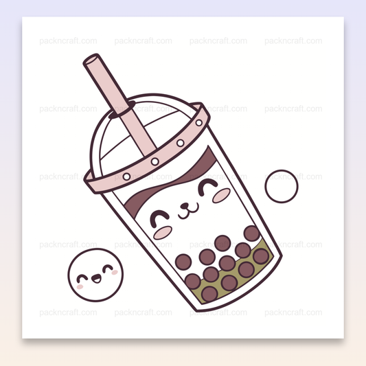 Illustration kawaii de bubble tea en SVG pour créations DIY et papeterie.