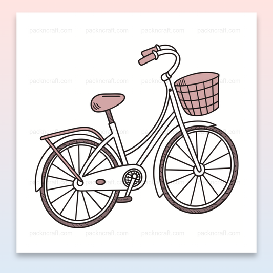 Illustration de vélo rétro avec panier, style doodle pour décoration et projets créatifs