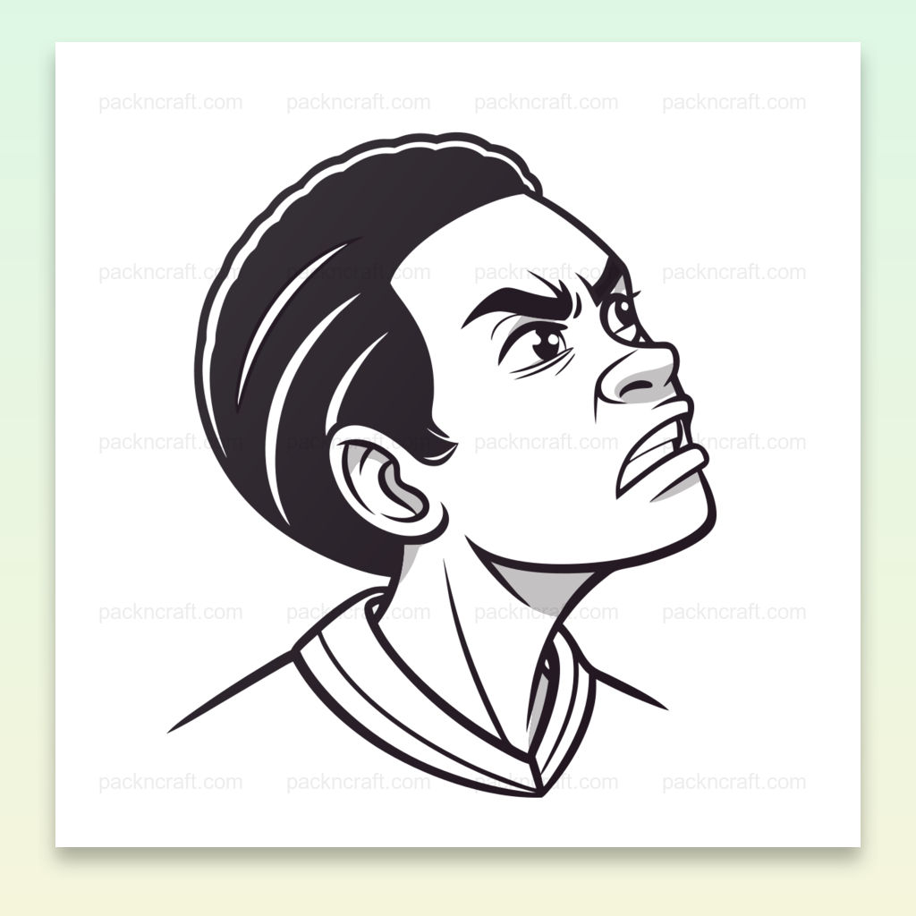 Visage déterminé, illustration SVG dynamique pour projets créatifs.
