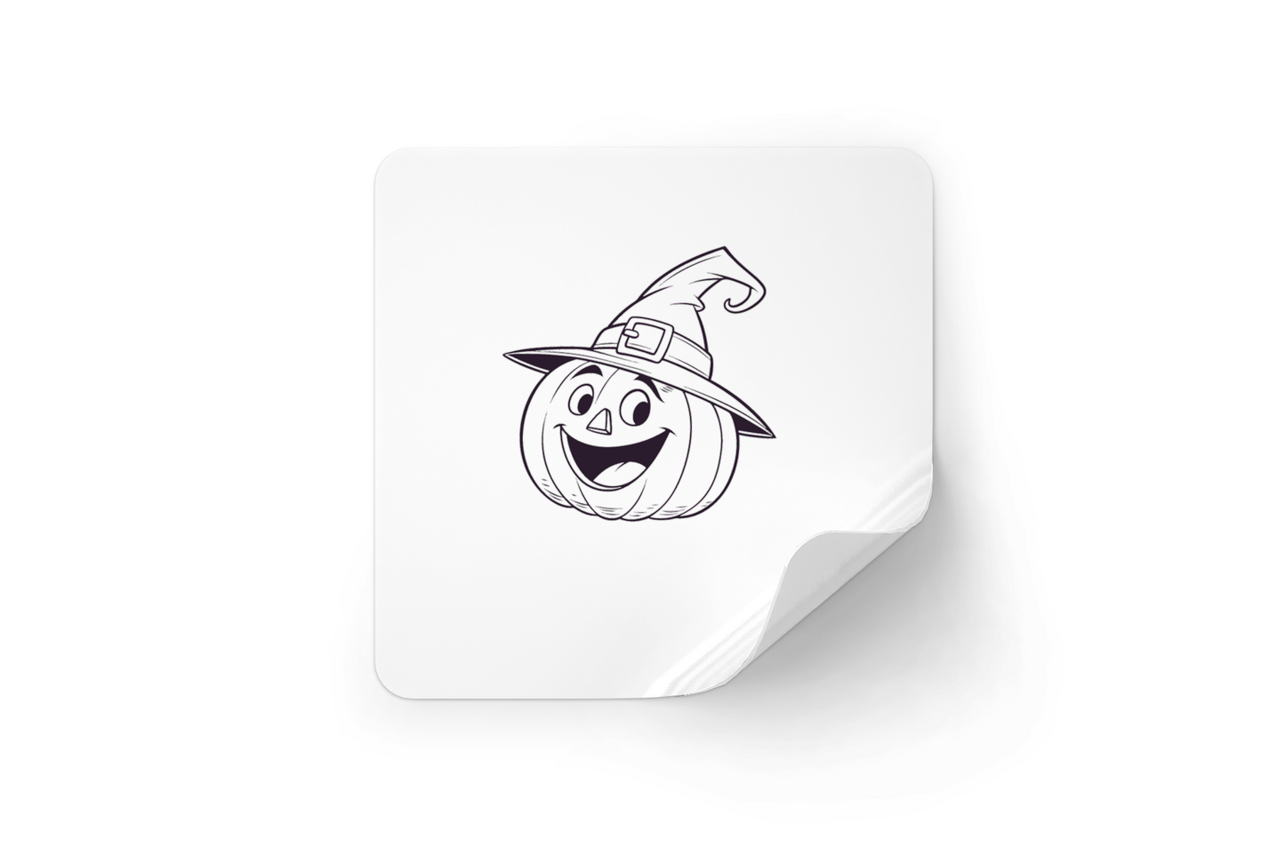 Sticker festif avec citrouille joyeuse sur fond blanc vibrant et coloré