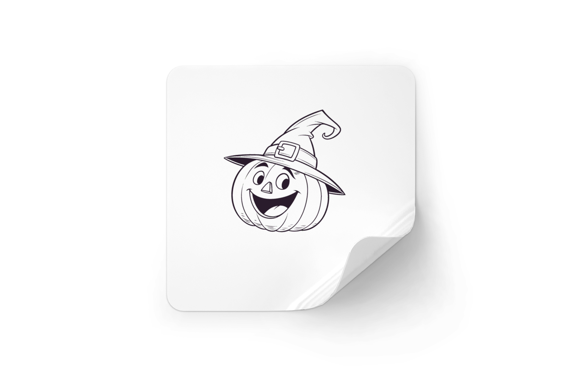 Sticker festif avec citrouille joyeuse sur fond blanc vibrant et coloré