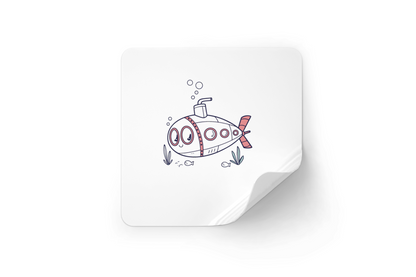 Sticker décoratif vibrant de sous-marin joyeux style cartoon pour aventure aquatique