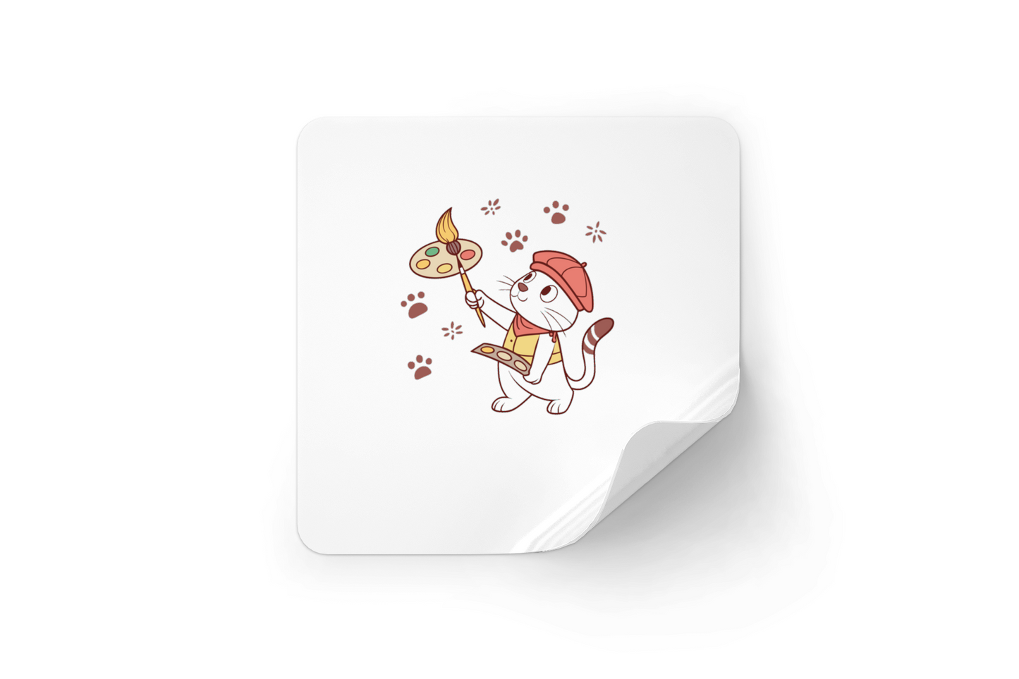 Design de sticker avec chat joyeux style artistique vectoriel accrocheur