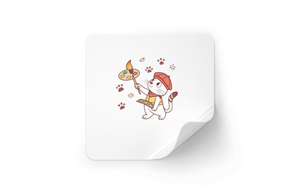 Design de sticker avec chat joyeux style artistique vectoriel accrocheur