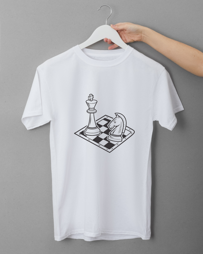 T-shirt avec cavalier stratégique doodle pour passionnés d'échec et mat