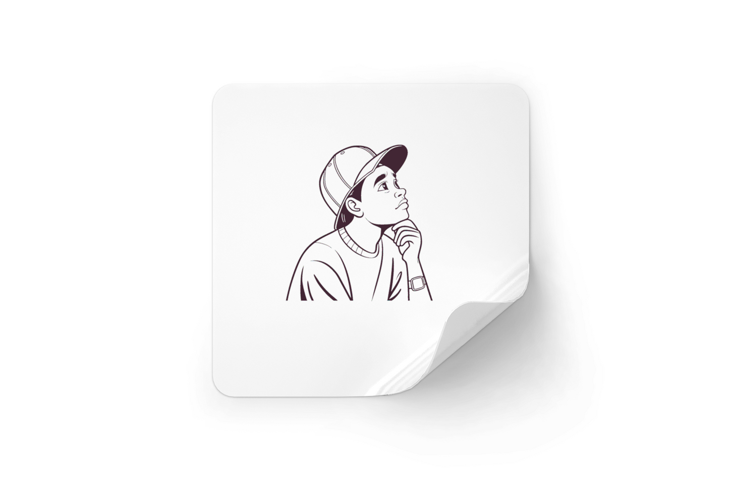 Sticker au style monochrome avec icône numérique, ambiance créative et rêveuse