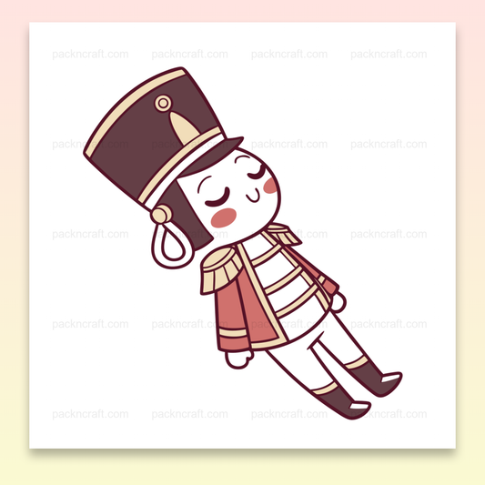 Illustration d'un soldat en repos, style pastel, idéal pour Noël et projets décoratifs