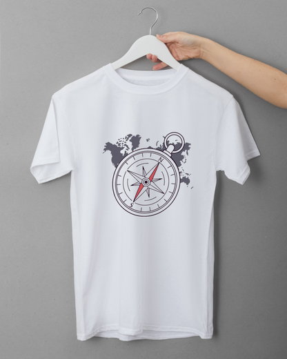 T-shirt avec motif boussole vintage sur le thème de la navigation