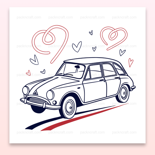 Citroën Ami 6 Romantique | Art Vintage SVG | Décoration Murale