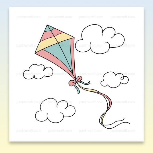 Illustration pastel de cerf-volant flottant, idéale pour projets créatifs DIY