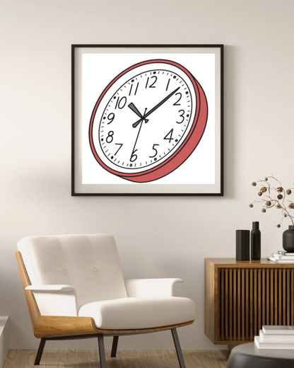 Cadre au design épuré avec icône d'horloge évoquant le passage du temps
