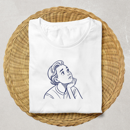 T-shirt avec design monochrome, esprit méditatif, idéal pour moments contemplatifs