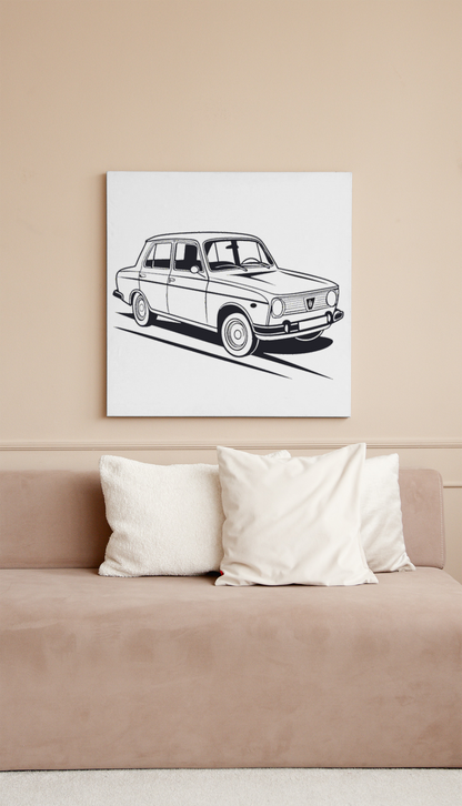 Cadre décoratif vintage avec illustration de voiture classique