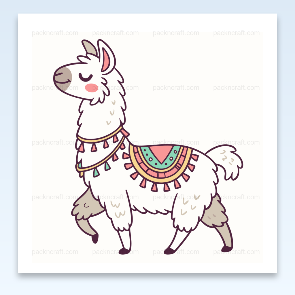 Illustration kawaii de lama épanoui, idéal pour stickers et déco.