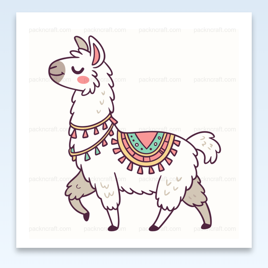 Illustration kawaii de lama épanoui, idéal pour stickers et déco.