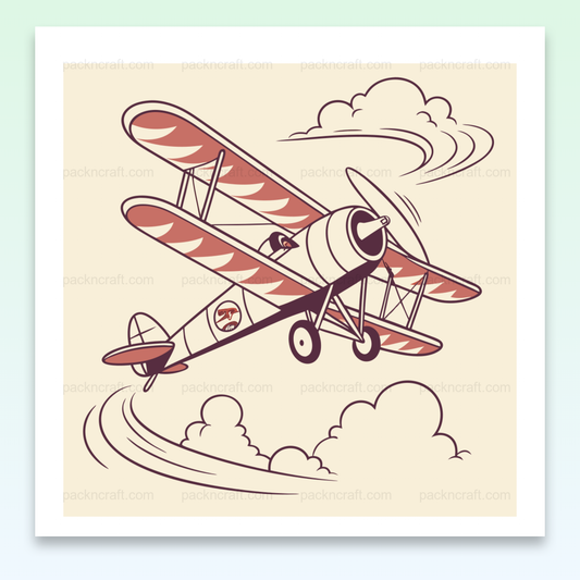 Illustration numérique d'un avion rétro en vol, style vintage