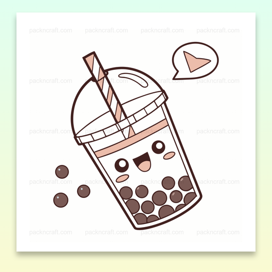Illustration kawaii de bubble tea joyeux, idéale pour projets créatifs.